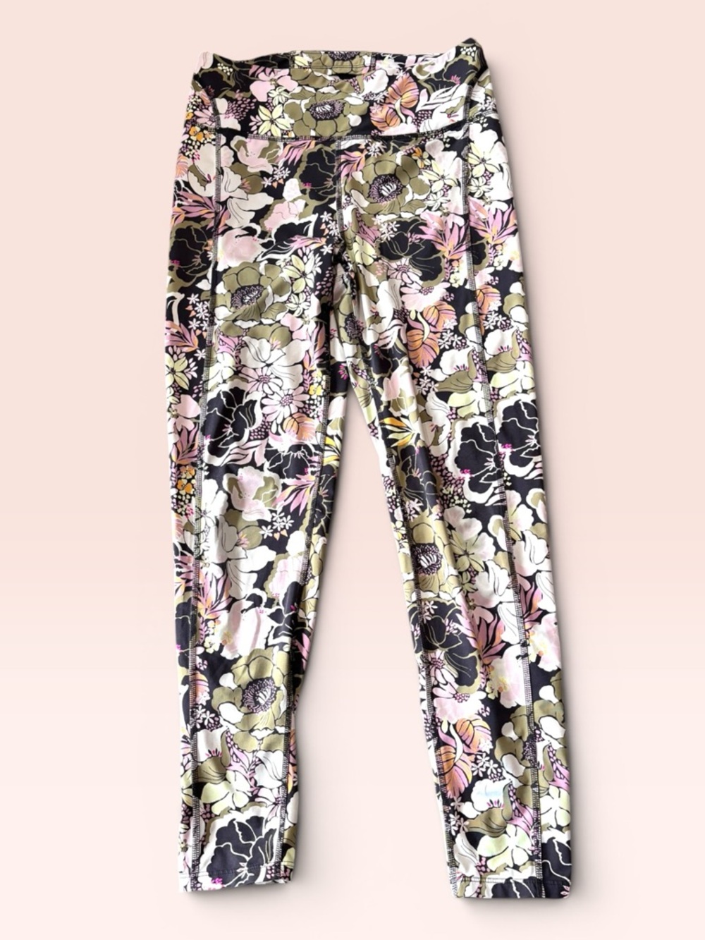 Free People FP Movement Floral Print Leggings Pink Green Medium